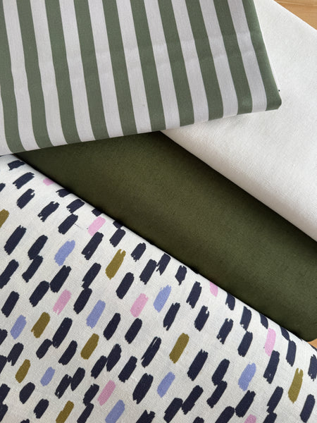 Linen Cotton Blend Stripy Quilt Kit with Backing - Large Throw Size