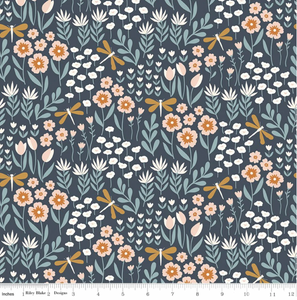 Little Swan Lakeside Floral Navy by Riley Blake