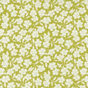 Flower Power by Moda Fabrics - White Flowers on Green