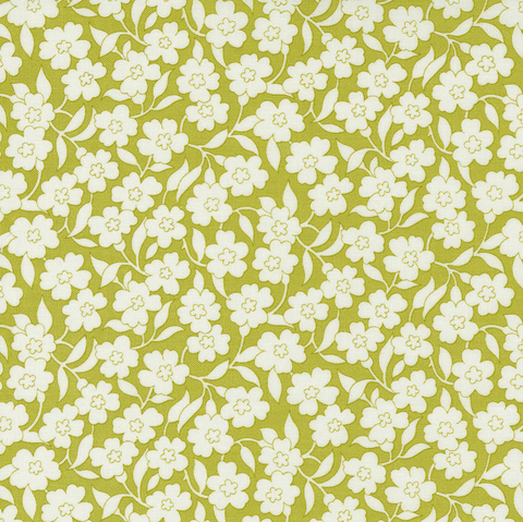 Flower Power by Moda Fabrics - White Flowers on Green