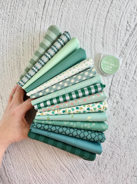 Green Dream- Curated 15 Fat Quarter Bundle
