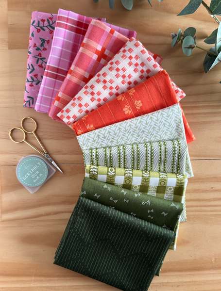 100% Cotton Quilting Fabric 10 Fat Quarter Bundle - Almost Christmas
