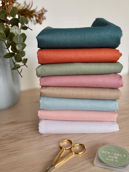 Woven Linen Cotton Fabric - 55% Linen 45% Cotton by Devonstone 8 Half Yard Bundle