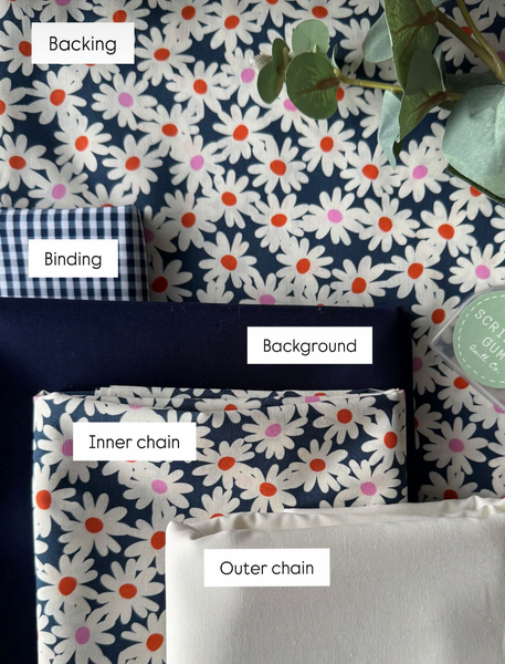 Three Colour Double Irish Chain Quilt Kit with Backing - Large Throw Size