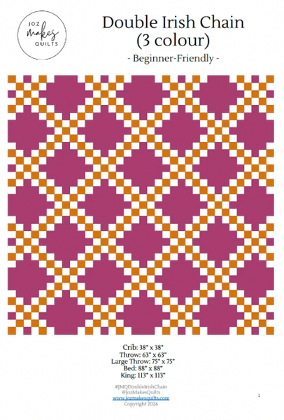 Three Colour Double Irish Chain Quilt Kit with Backing - Large Throw Size