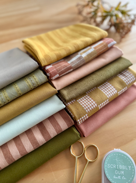 100% Cotton Quilting Fabric 12 Fat Quarter Bundle - Old Cabin