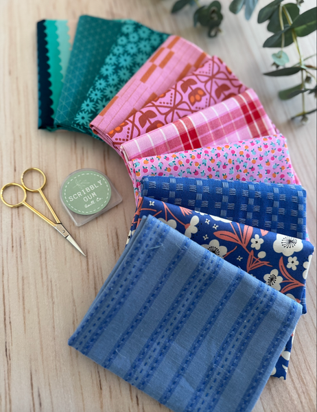 100% Cotton Quilting Fabric 10 Fat Quarter Bundle - Freshwater Beach