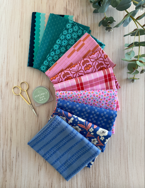 100% Cotton Quilting Fabric 10 Fat Quarter Bundle - Freshwater Beach