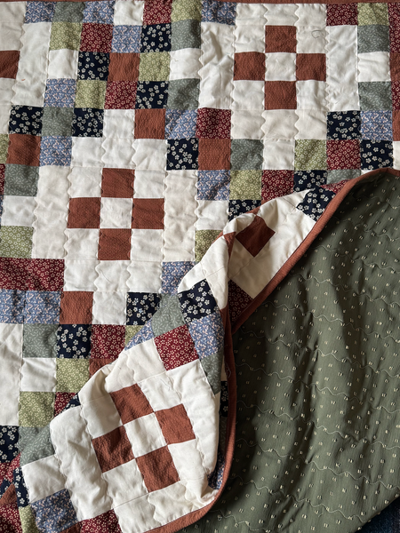 100% Cotton Fabric Quilt Kit - Scrappy Flower Double Irish Chain - Large Throw Size