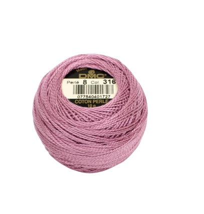 DMC Perle 8 thread- 316 Medium Antique Mauve