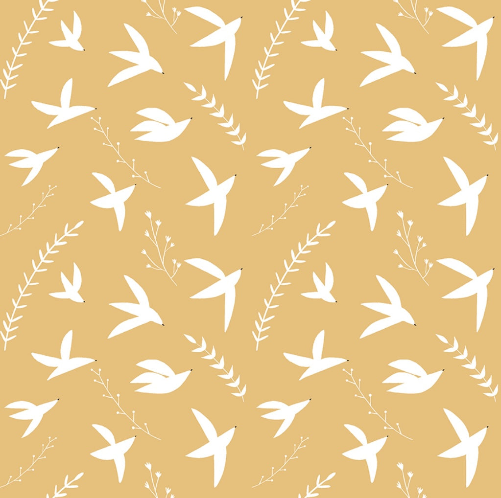 Pond Life by Indico Designs - Birds in Flight Dijon (sold in 25cm (10”) increments)