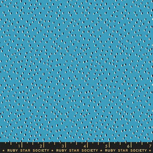 Strawberry and Friends by Ruby Star Society - Strawberry Seeds Blender Polka Dot Bright Blue (sold in 25cm  (10") increments)