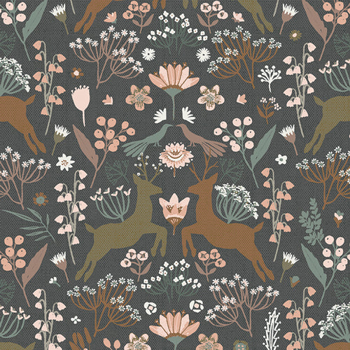Botanist by Art Gallery Fabrics - Woodlandia Charcoal (sold in 25cm  (10") increments)