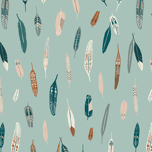 CAPSULES Campsite by Art Gallery Fabrics- Heather & Feathers metallic (sold in 25cm  (10") increments)