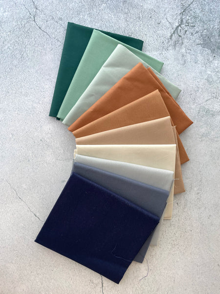 Curated Fat Quarter Bundle- 'Bryant Park Library' (10) Fat Quarters (Kona, Bella, Pure Solids and Devonstone solids)