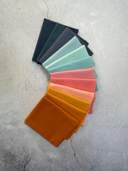 Curated Fat Quarter Bundle- 'Sierra Madre' (12) Fat Quarters (Kona, Bella and Devonstone solids)