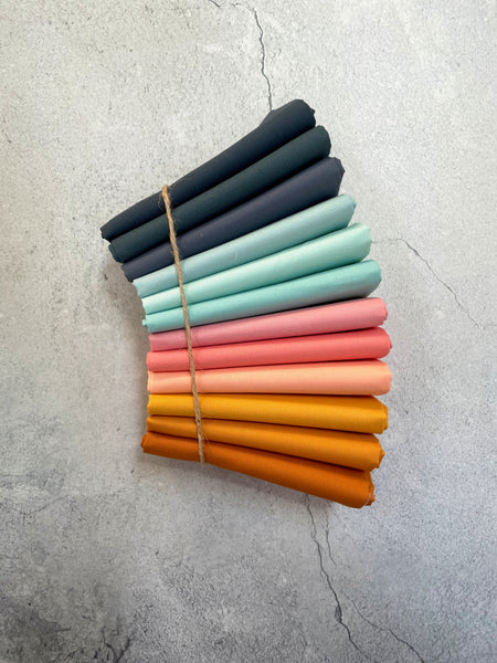 Curated Fat Quarter Bundle- 'Sierra Madre' (12) Fat Quarters (Kona, Bella and Devonstone solids)