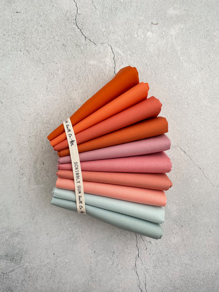 Curated Fat Quarter Bundle- 'Valentines in Oslo' (10) Fat Quarters (Art Gallery Fabric Pure Solids, Kona, Bella and Devonstone solids)