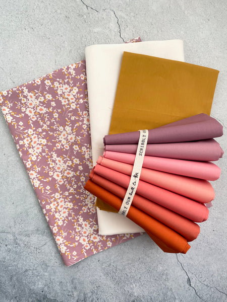 Lo and Behold Stitchery's fabric bundle kit - ‘Celtic Crossing’ Quilt in baby size  (Mauve Sunset)