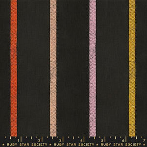 Warp and Weft Honey by Ruby Star Society - Carousel Woven Stripe Black (sold in 25cm  (10") increments)
