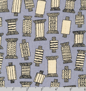 Kaufman Sevenberry Cotton Flax Prints - Grey Spools (sold in 25cm  (10") increments)