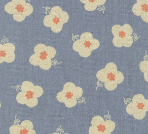 Kaufman Sevenberry Cotton Flax Prints - Blue Flowers