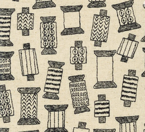 Kaufman Sevenberry Cotton Flax Prints - Taupe and Black Spools (sold in 25cm  (10") increments)