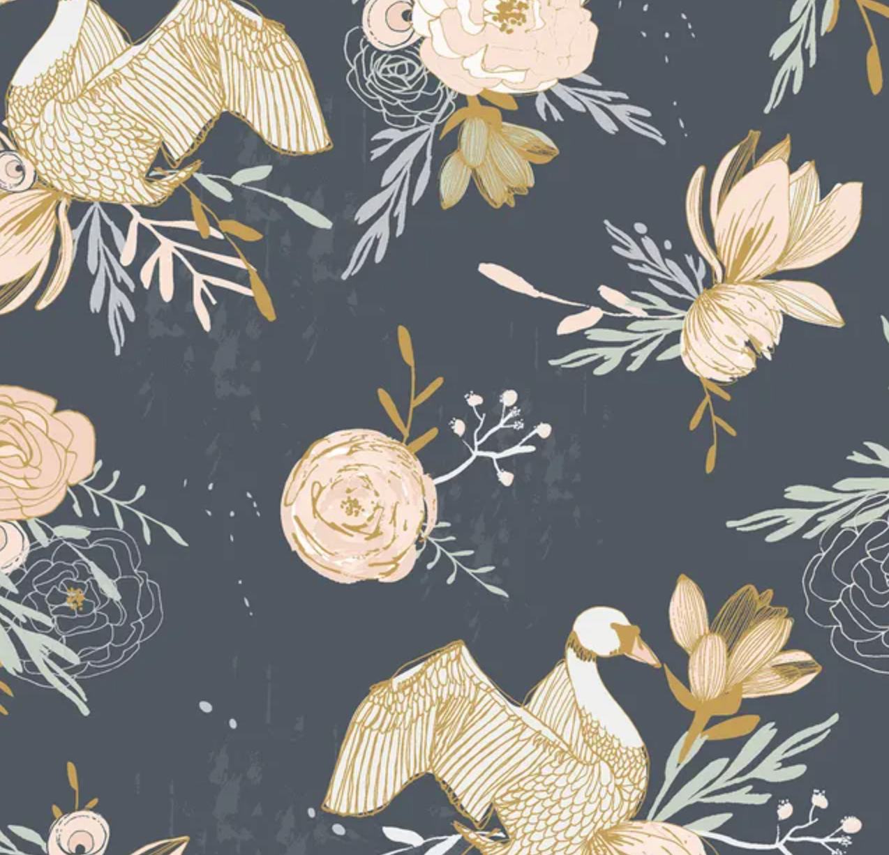 Dashwood Studios New Beginnings- Blue Floral (sold in 25cm  (10") increments)