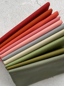 Curated Fat Quarter Bundle- 'Crimson Jamberee' (10) Fat Quarters (Art Gallery Fabric Pure Solids, Kona, Bella and Devonstone solids)