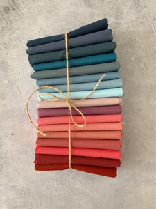 Curated Fat Quarter Bundle- 'Imperial Navy' 17 Fat Quarters (Kona, Moda Bella and Devonstone solids)