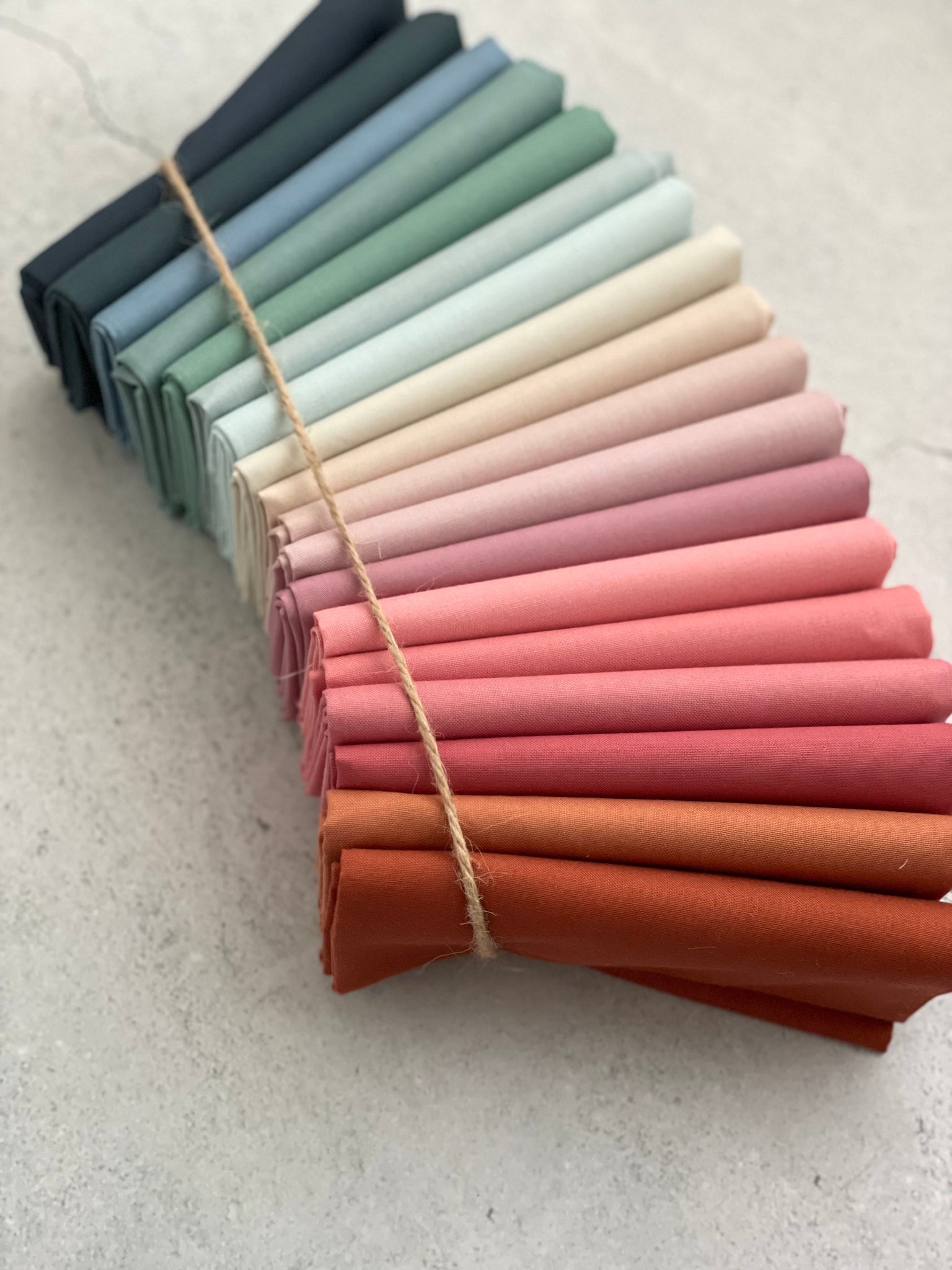 Curated Fat Quarter Bundle- 'Patagonian Dusk' (18) Fat Quarters (AGF Pure Solids, Kona, Bella and Devonstone solids)