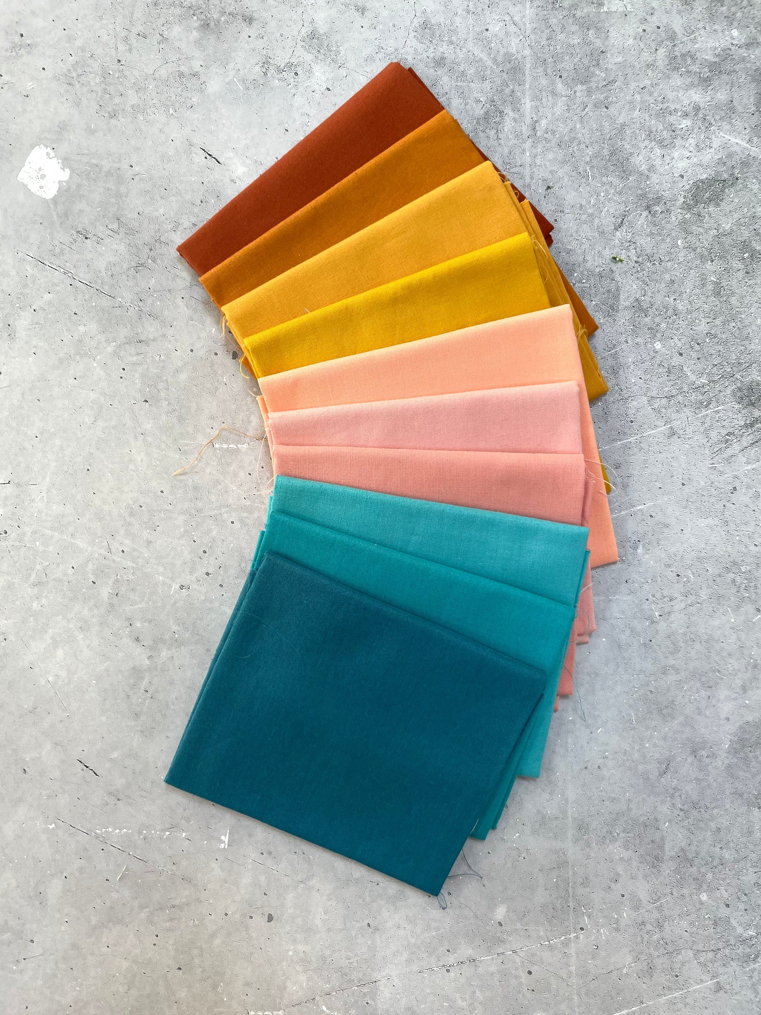 Curated Fat Quarter Bundle- 'Outback Mirage' (10) Fat Quarters (Kona, Bella and Devonstone solids)