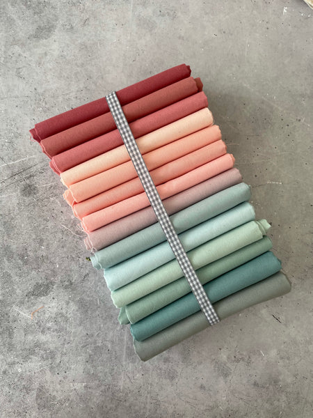 Curated Fat Quarter Bundle- 'Fruit Tingles' (14) Fat Quarters (Kona, Moda Bella and Devonstone solids)