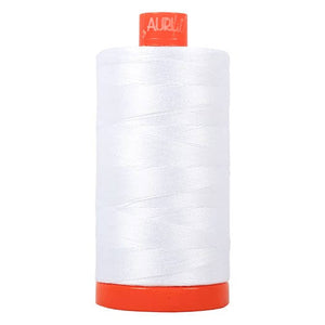 Aurifil thread - 50wt Mako 1300m spool - White (2024)