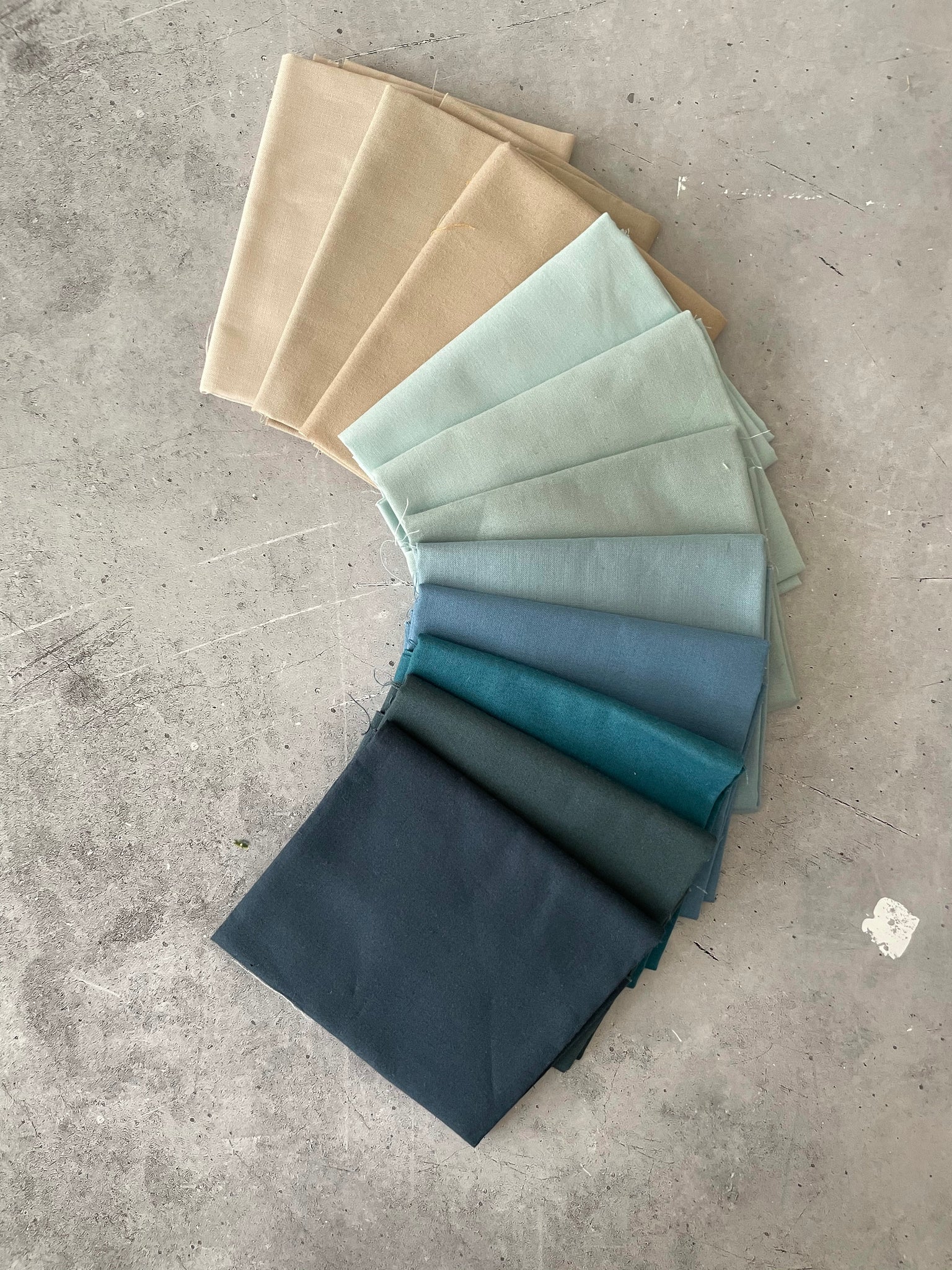 Curated Fat Quarter Bundle- 'Serendipitous Blue ' (11)  Fat Quarters (Kona, Bella solids)