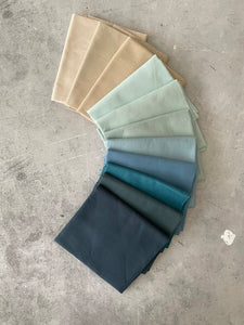 Curated Fat Quarter Bundle- 'Serendipitous Blue ' (11)  Fat Quarters (Kona, Bella solids)