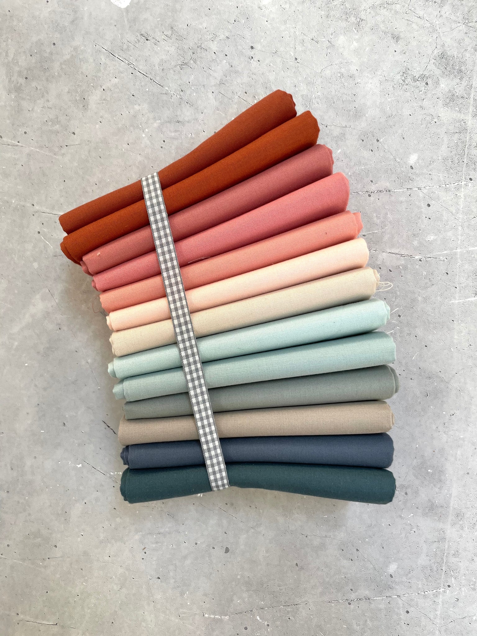 Curated Fat Quarter Bundle- 'Tasmanian Temptation' (13) Fat Quarters (Kona, Moda Bella and Devonstone solids)