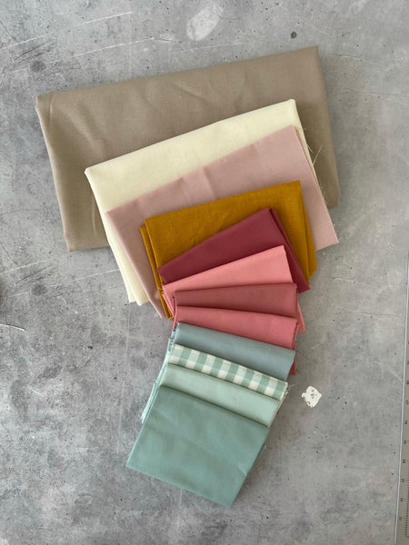 Then Came June 'Campfire Glow Quilt' fabric bundle kit - throw size  (Bella, Kona, Kitchen window wovens and cotton linen)