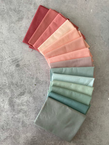 Curated Fat Quarter Bundle- 'Fruit Tingles' (14) Fat Quarters (Kona, Moda Bella and Devonstone solids)
