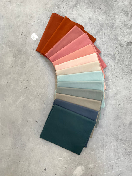 Curated Fat Quarter Bundle- 'Tasmanian Temptation' (13) Fat Quarters (Kona, Moda Bella and Devonstone solids)