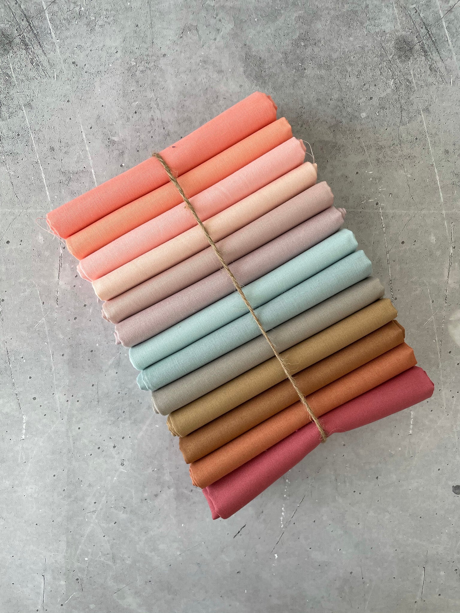 Curated Fat Quarter Bundle- 'Sonoran skies' (13) Fat Quarters (Kona, Moda Bella and Devonstone solids)