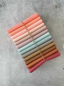 Curated Fat Quarter Bundle- 'Sonoran skies' (13) Fat Quarters (Kona, Moda Bella and Devonstone solids)