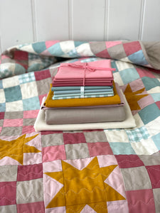 Then Came June 'Campfire Glow Quilt' fabric bundle kit - throw size  (Bella, Kona, Kitchen window wovens and cotton linen)