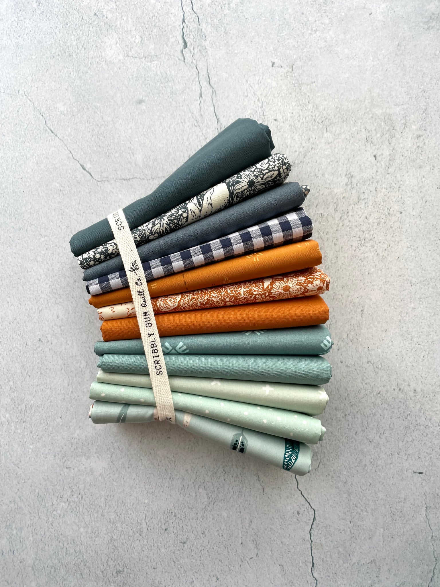 Curated Fat Quarter Bundle- 'The Innkeeper’s Ramble' 12 Fat Quarters (Art Gallery Fabrics, Bella, Kona and Riley Blake )