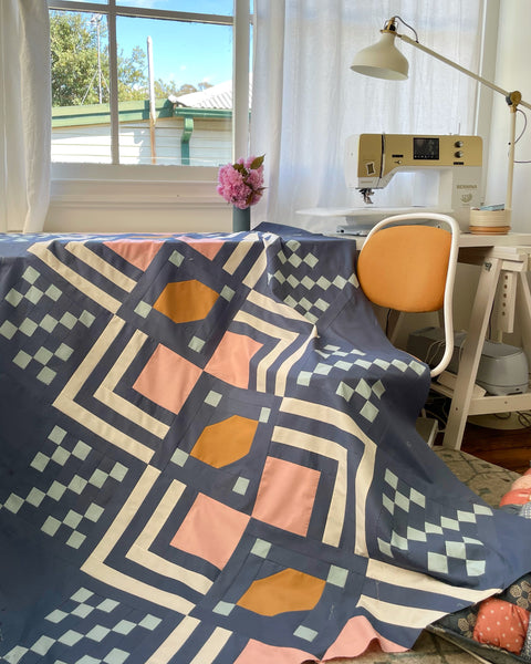Lo and Behold Stichery's fabric bundle kit - ‘Deco Quilt’ throw size  (Bella, Devonstone)