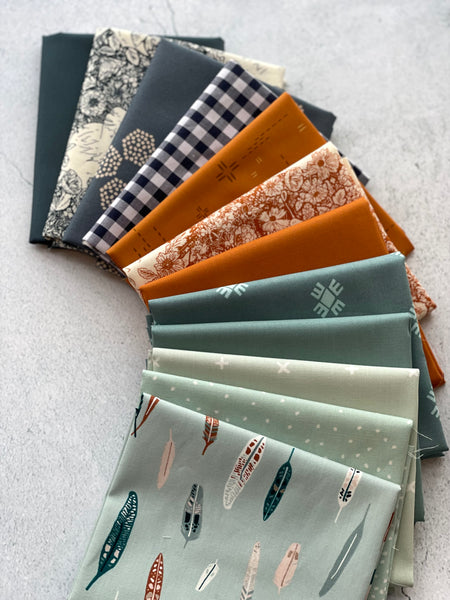 Curated Fat Quarter Bundle- 'The Innkeeper’s Ramble' 12 Fat Quarters (Art Gallery Fabrics, Bella, Kona and Riley Blake )